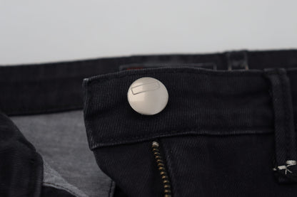 Acht Schwarze Skinny Jeans aus gewaschener Baumwolle für Damen