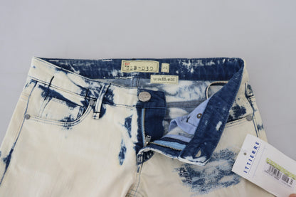 Acht Weiß Blau Baumwolle Skinny Damen Zerfetzte Jeans