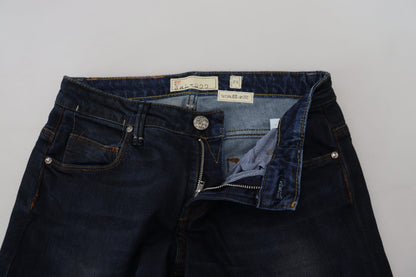 Acht Blaue Skinny-Jeans aus Baumwolle mit niedriger Taille für Damen