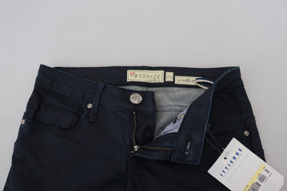 Acht Blaue Skinny-Jeans aus Baumwolle mit niedriger Taille für Damen
