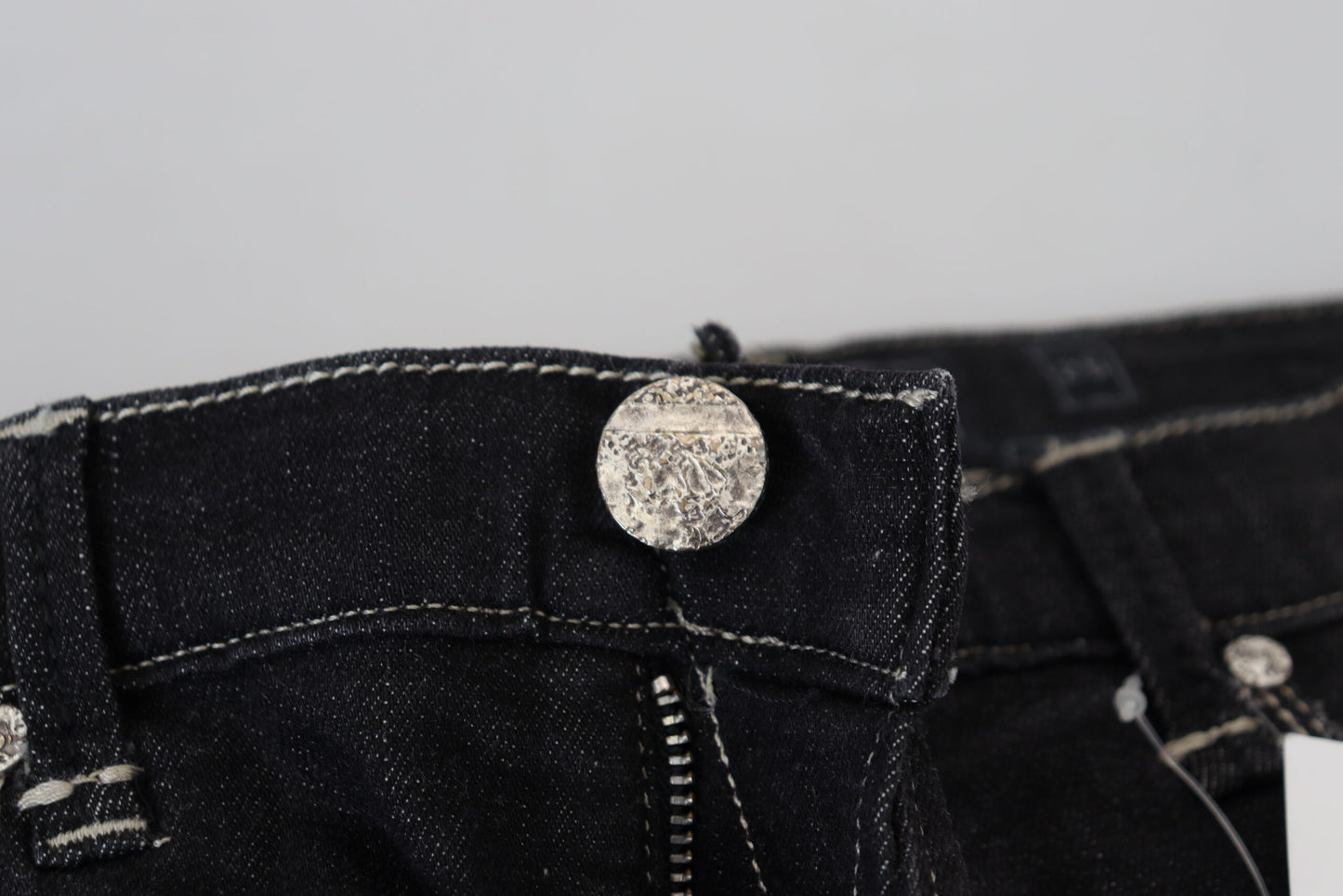 Acht Black Washed Mid Waist Tapered Damen Casual Denim Jeans