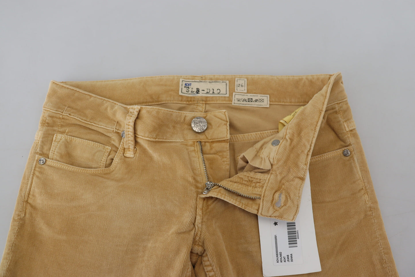 Acht Braune Baumwollcord-Jeans mit niedriger Taille für Damen