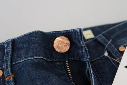 Acht Blaue Slim Fit Damen Jeans aus Baumwolle