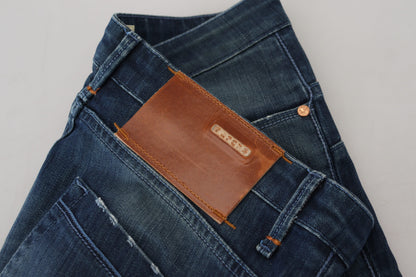 Acht Blaue Slim Fit Damen Jeans aus Baumwolle