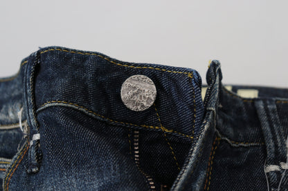 Acht Blaue Slim Fit Damen Jeans aus Baumwolle