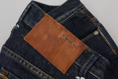 Acht Blaue Slim Fit Damen Jeans aus Baumwolle