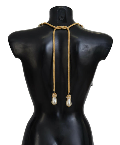 Dolce &amp; Gabbana – Statement-Halskette „Sicily“ aus goldenem Messing mit Kristallen