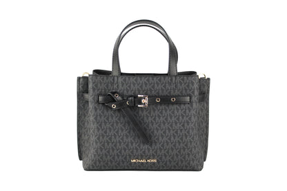 Michael Kors Emilia Kleine schwarze Signature PVC-Umhängetasche, Umhängetasche