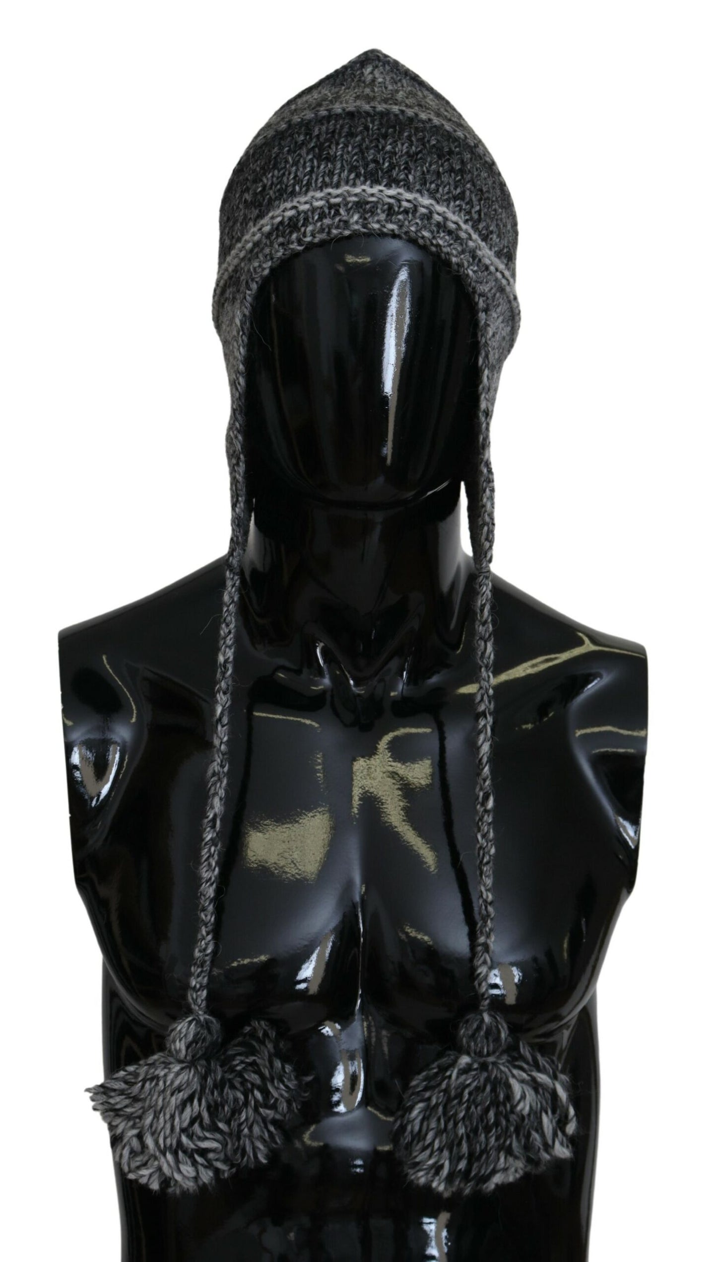 Dolce &amp; Gabbana – Graue, warme Strickmütze mit Ohrenklappen aus Fleece