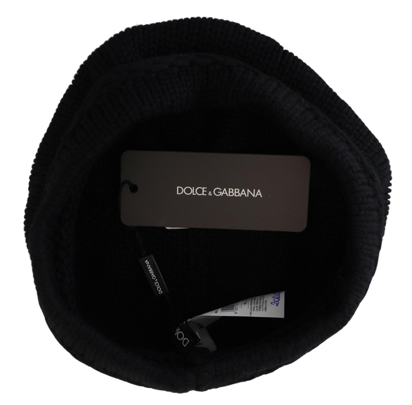 Dolce &amp; Gabbana Schwarze Schurwolle Damen Winter Beanie Mütze
