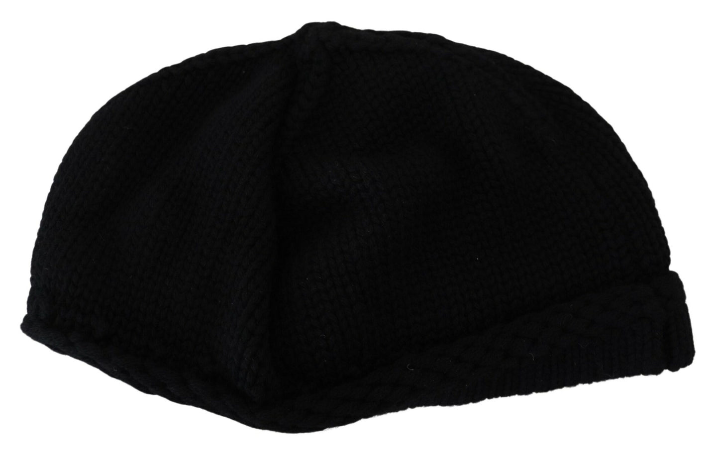 Dolce &amp; Gabbana Schwarze Schurwolle Damen Winter Beanie Mütze