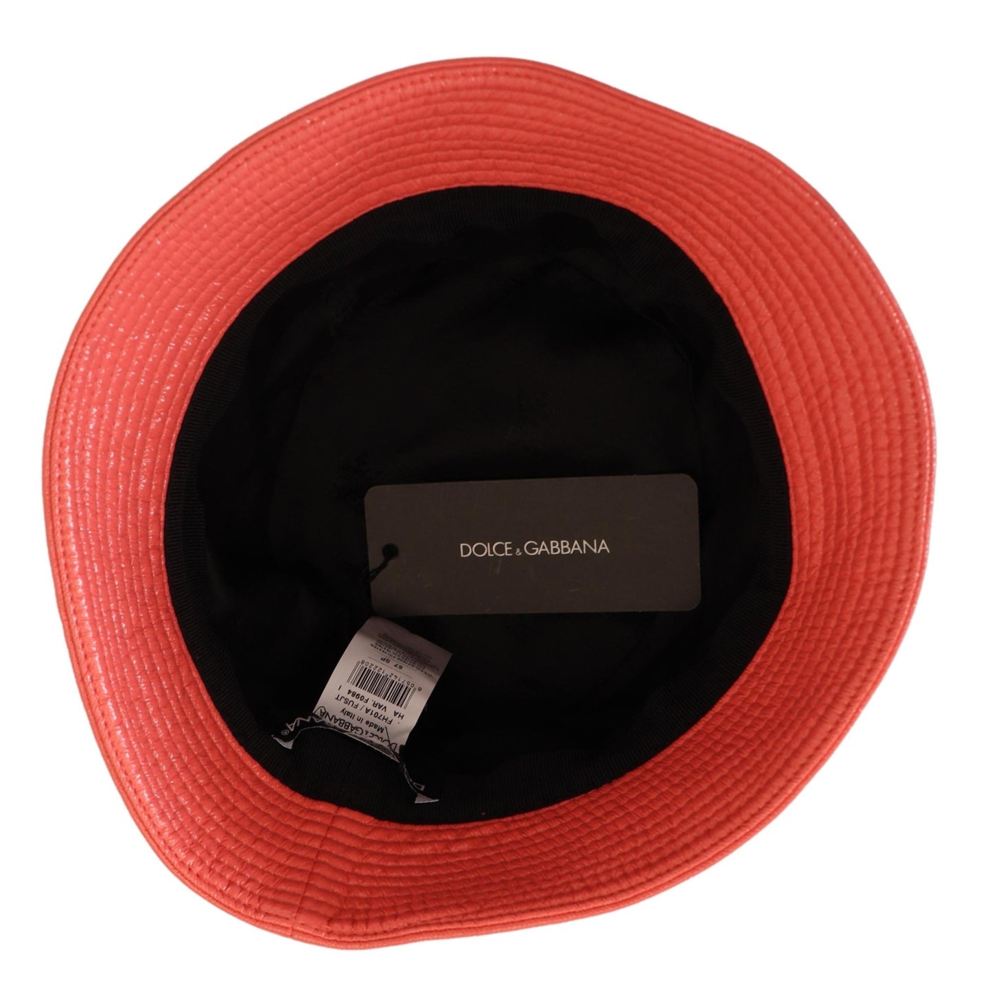 Dolce &amp; Gabbana – Pfirsichfarbene gesteppte Fischermütze aus Kunstleder für Damen