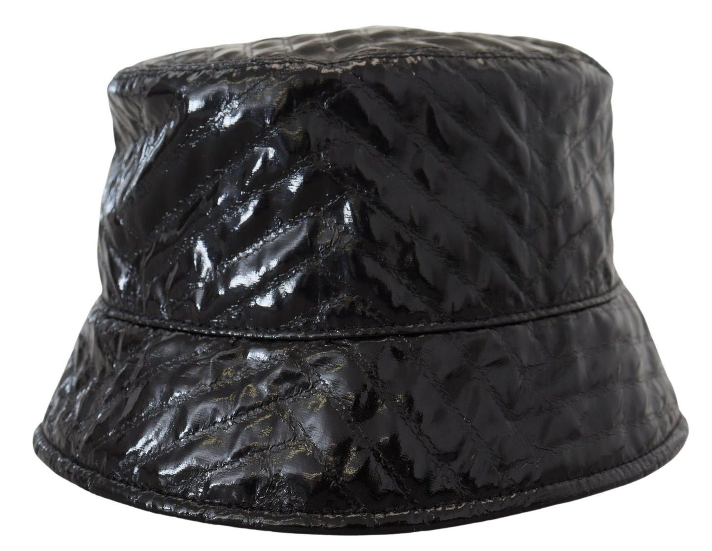 Dolce &amp; Gabbana – Schwarz gesteppte Bucket Cap aus Kunstleder für Damen