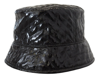Dolce &amp; Gabbana – Schwarz gesteppte Bucket Cap aus Kunstleder für Damen