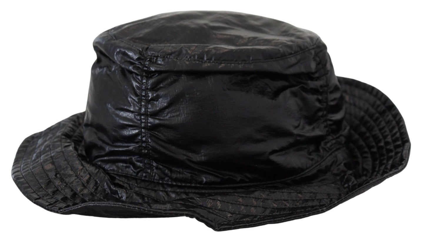 Dolce &amp; Gabbana – Schwarz gesteppte Bucket Cap aus Kunstleder für Damen