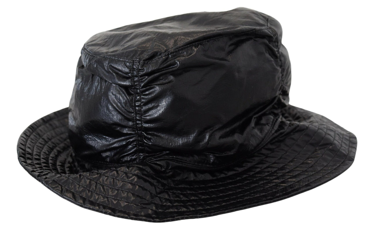 Dolce &amp; Gabbana – Schwarz gesteppte Bucket Cap aus Kunstleder für Damen