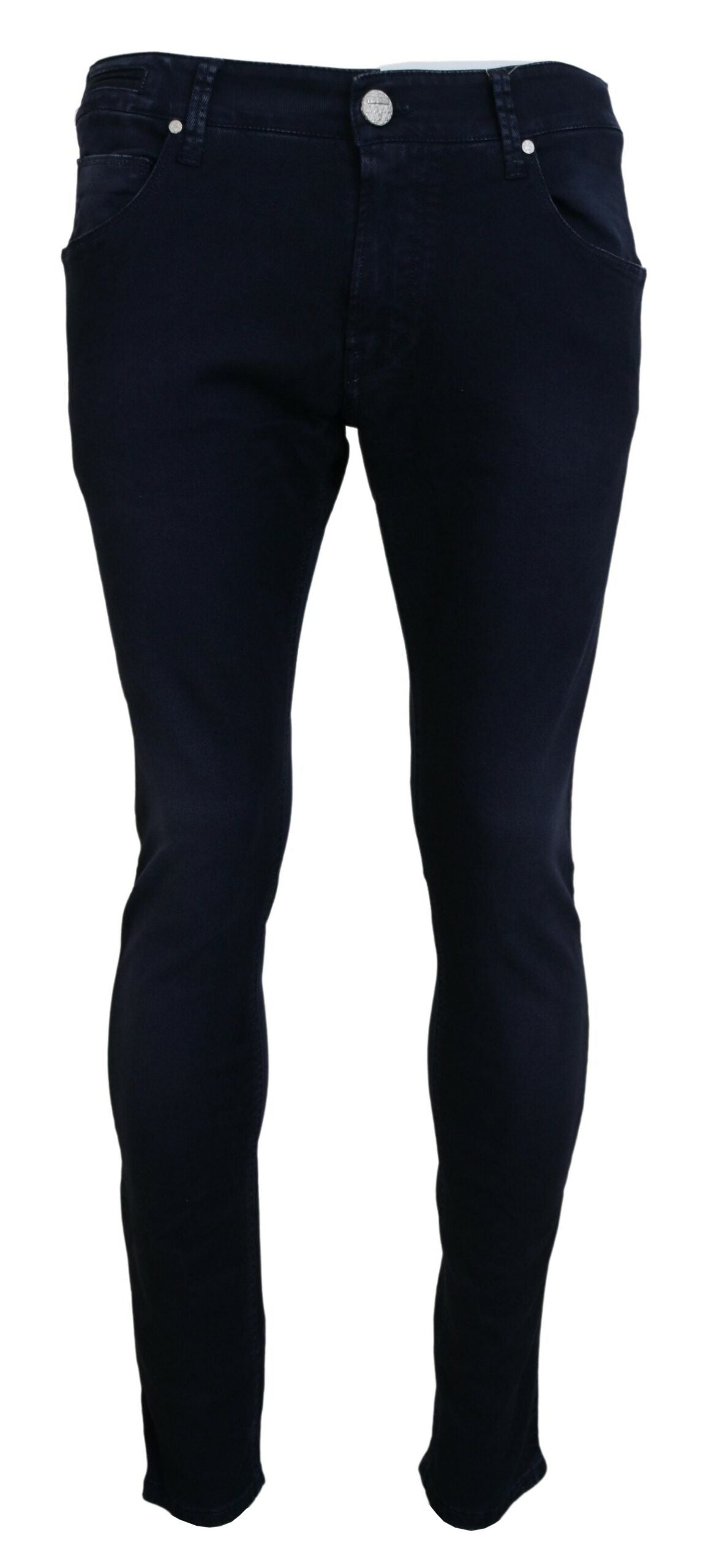 Acht Blaue, schmal geschnittene Jeans aus Baumwolle für Herren