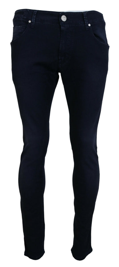 Acht Blaue, schmal geschnittene Jeans aus Baumwolle für Herren