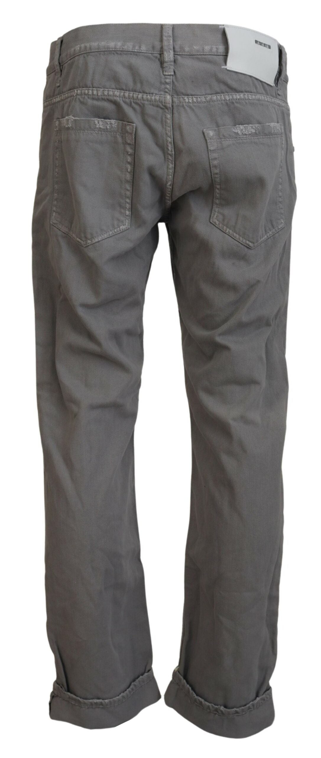 Acht – Lässige Jeans aus Baumwolle mit geradem Schnitt und gefaltetem Saum, Grau