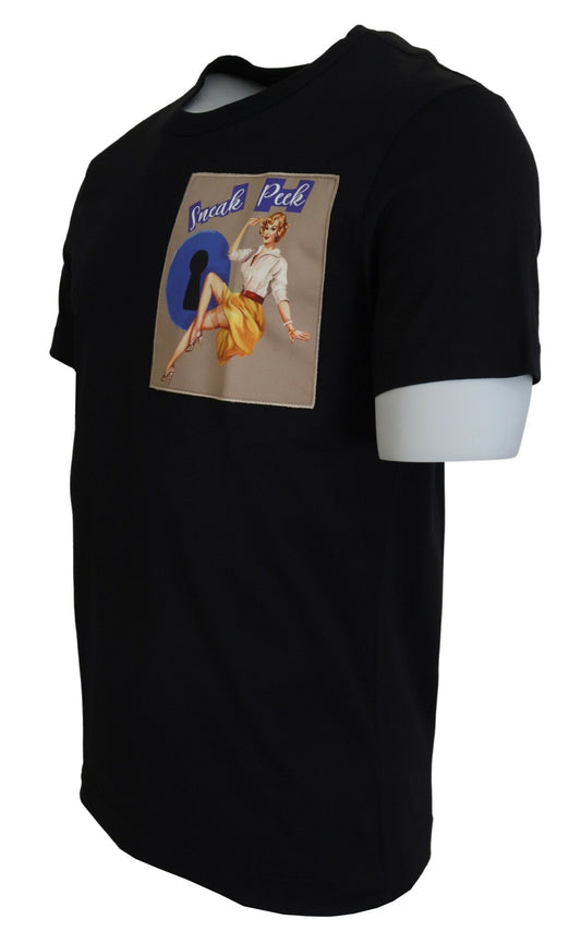 Dolce &amp; Gabbana – Schwarzes Sneek-T-Shirt aus Baumwolle mit kurzen Ärmeln