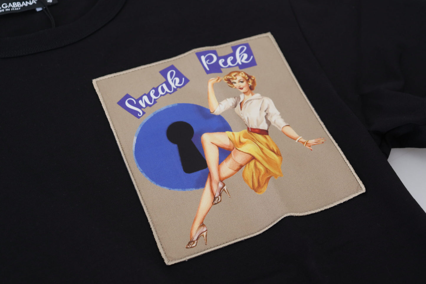 Dolce &amp; Gabbana – Schwarzes Sneek-T-Shirt aus Baumwolle mit kurzen Ärmeln