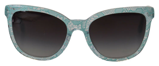 Dolce & Gabbana Blaue DG4190 Schmetterlingssonnenbrille aus Acetat mit Spitze und Kristallen