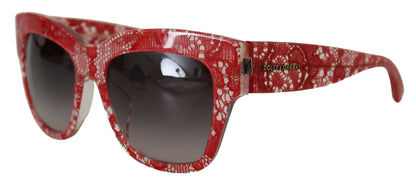 Dolce &amp; Gabbana – Rote Sonnenbrille mit rechteckigem Acetat-Spitzenrahmen DG4231F