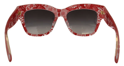 Dolce &amp; Gabbana – Rote Sonnenbrille mit rechteckigem Acetat-Spitzenrahmen DG4231F