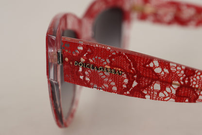 Dolce &amp; Gabbana – Rote Sonnenbrille mit rechteckigem Acetat-Spitzenrahmen DG4231F