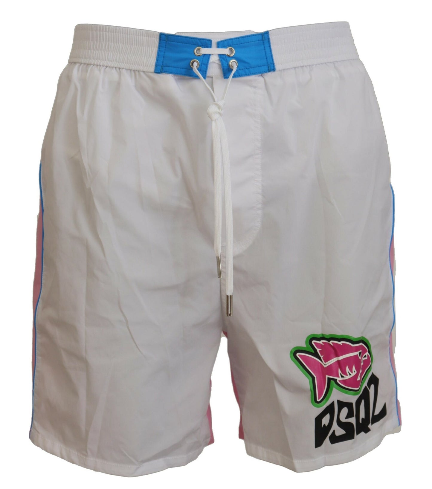 Dsquared² Weiß Rosa Logo Print Männer Beachwear Shorts Bademode