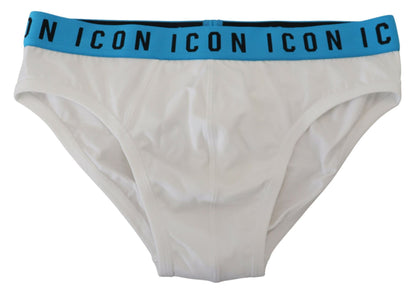 Dsquared² Weiße Icon Logo Baumwolle Stretch Herren Slip Unterwäsche