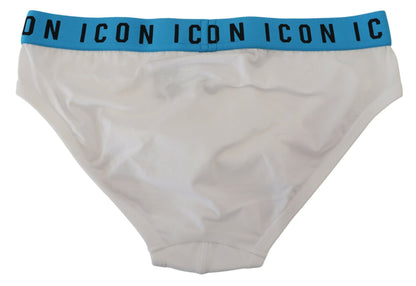 Dsquared² Weiße Icon Logo Baumwolle Stretch Herren Slip Unterwäsche