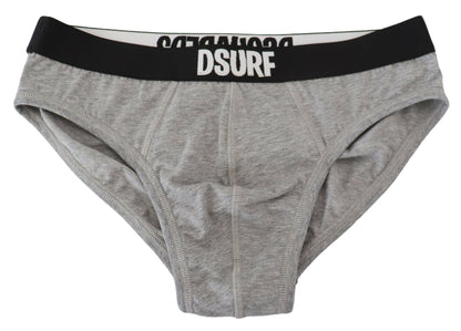 Dsquared² Graue DSURF Logo Baumwolle Stretch Herren Slip Unterwäsche