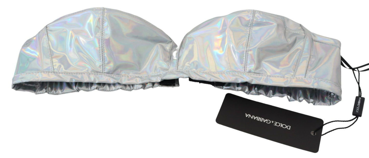 Dolce &amp; Gabbana – Bustier-BH-Oberteil mit holografischem Effekt in Silber