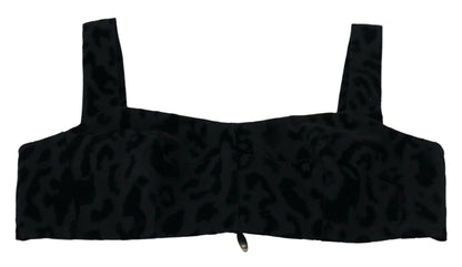 Dolce &amp; Gabbana – Schwarzes, kurzes Bustier-Korsett-BH-Oberteil mit Leopardenmuster
