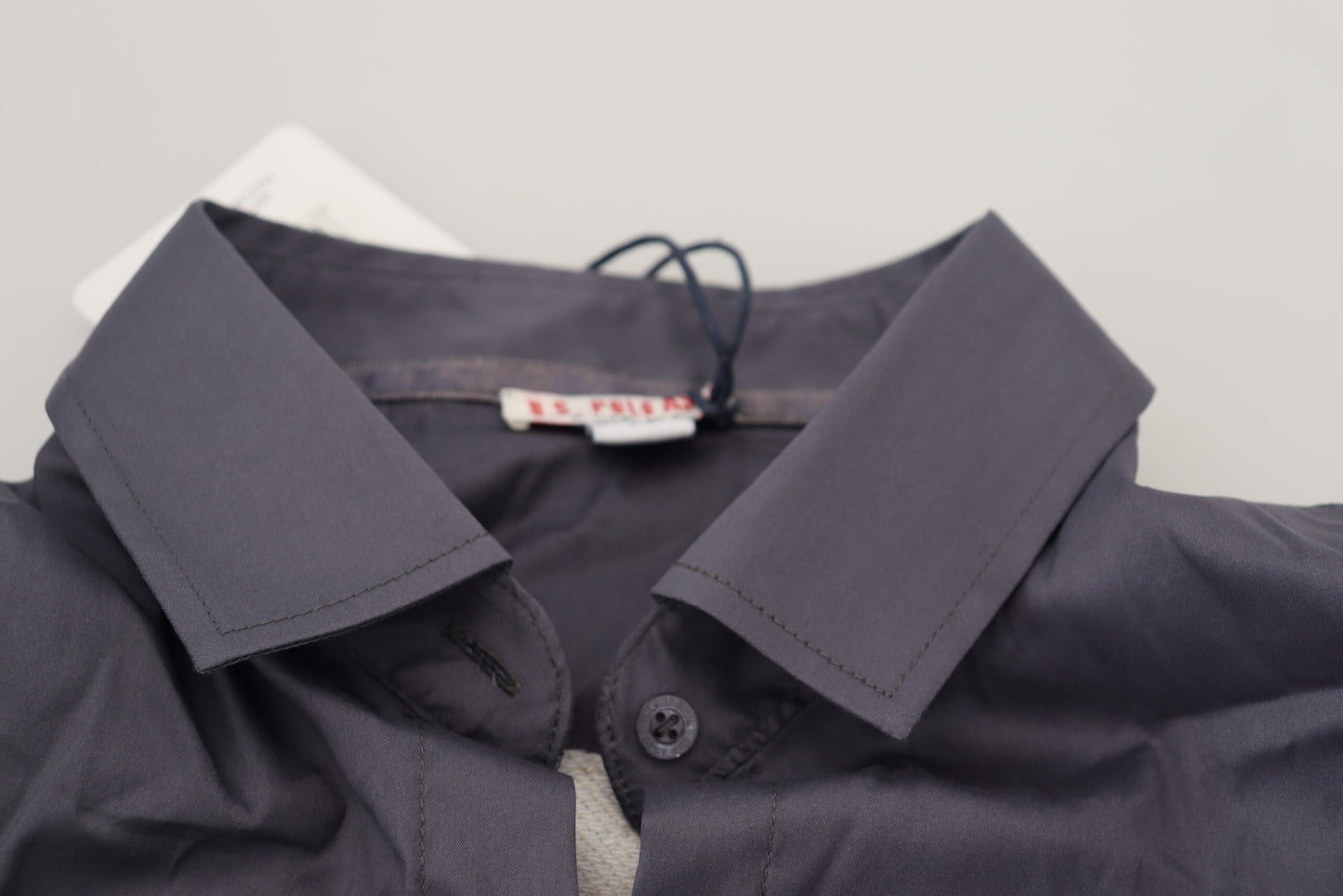 US POLO ASSN. Grau bedrucktes Langarm-Oberteil mit Kragen