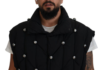 Dolce &amp; Gabbana – Schwarze ärmellose Jacke mit DG-Metallverzierung