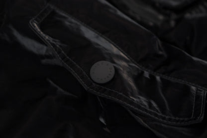 Dolce &amp; Gabbana – Schwarze Bomberjacke aus Nylon mit Kapuze und durchgehendem Reißverschluss