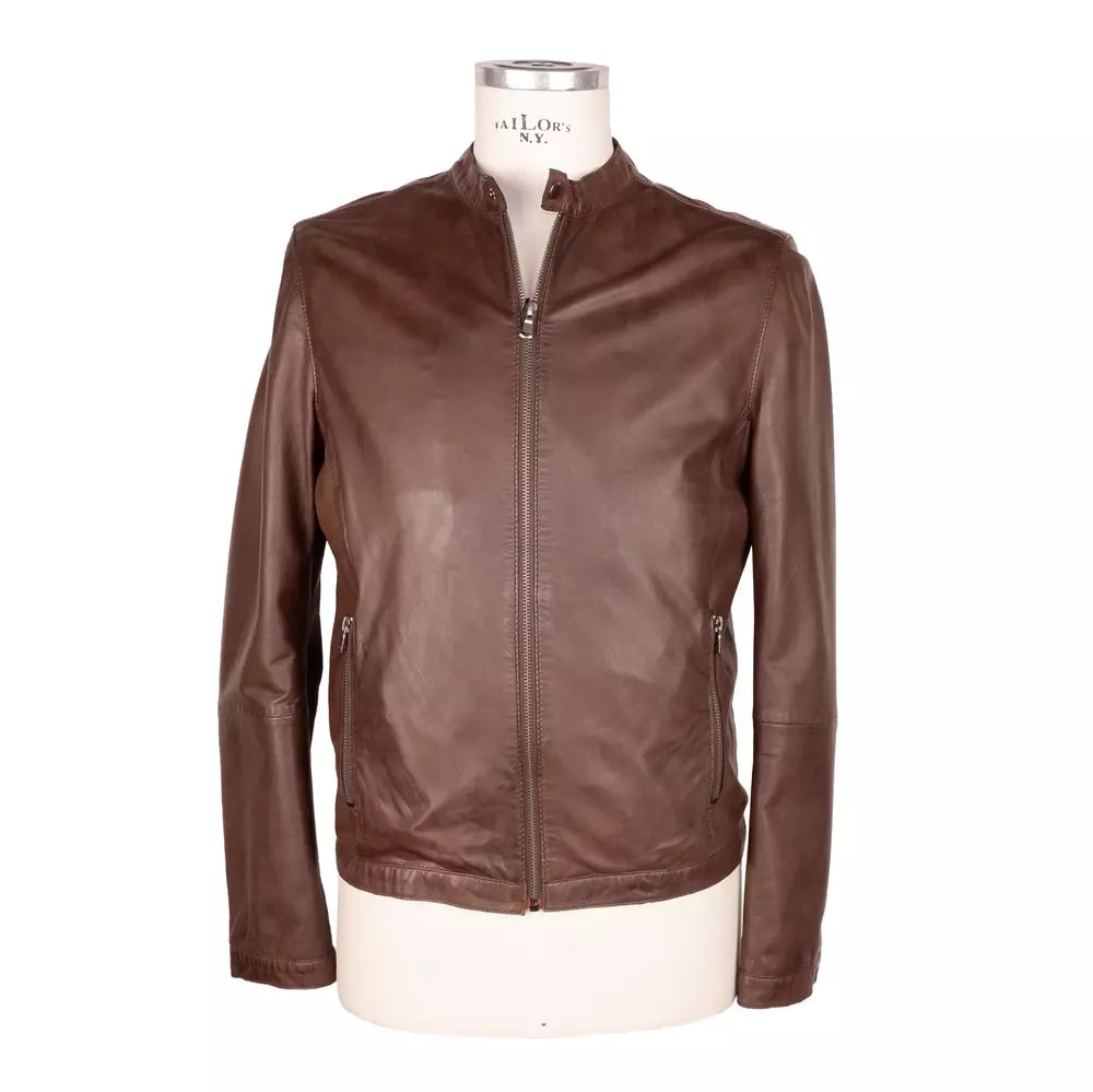 Emilio Romanelli Braune Lederjacke für Herren
