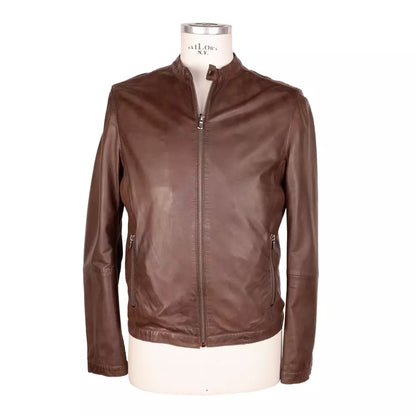 Emilio Romanelli Braune Lederjacke für Herren