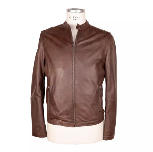 Emilio Romanelli Braune Lederjacke für Herren