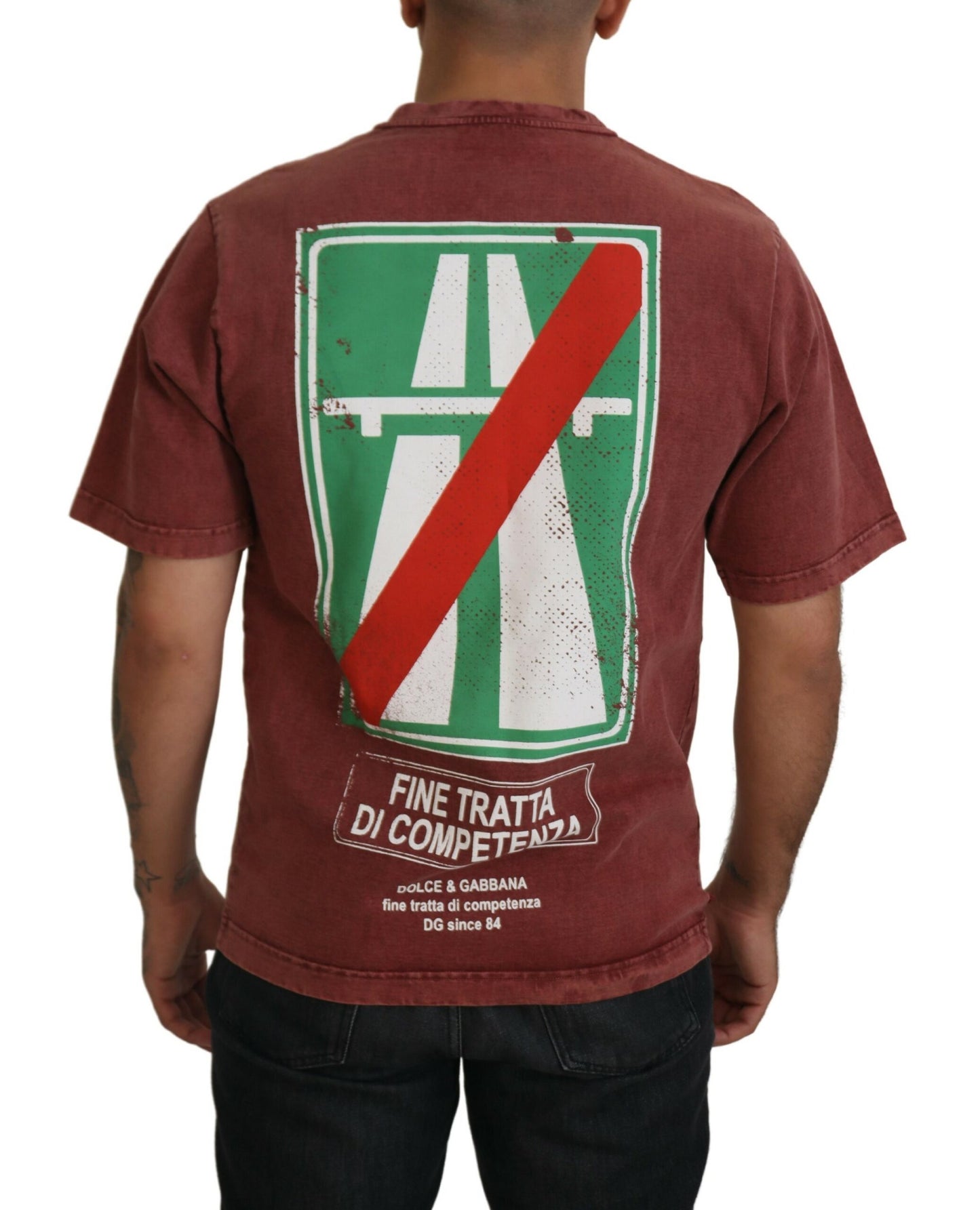 Dolce &amp; Gabbana – T-Shirt mit Rundhalsausschnitt und kurzen Ärmeln in Kastanienbraun