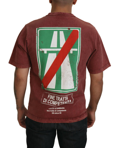 Dolce &amp; Gabbana – T-Shirt mit Rundhalsausschnitt und kurzen Ärmeln in Kastanienbraun