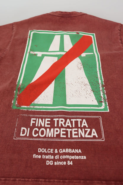 Dolce &amp; Gabbana – T-Shirt mit Rundhalsausschnitt und kurzen Ärmeln in Kastanienbraun