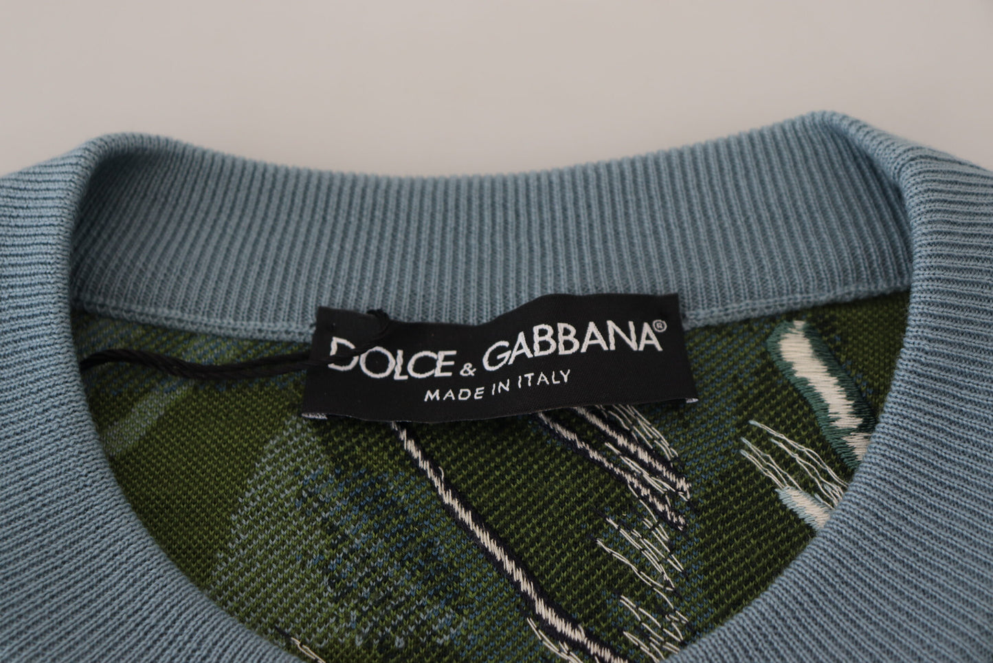 Dolce &amp; Gabbana Mehrfarbiger Pullover aus Dschungelwolle mit Logo