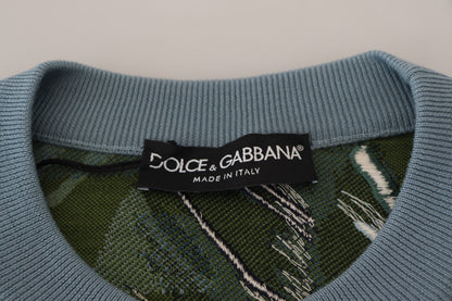 Dolce &amp; Gabbana Mehrfarbiger Pullover aus Dschungelwolle mit Logo