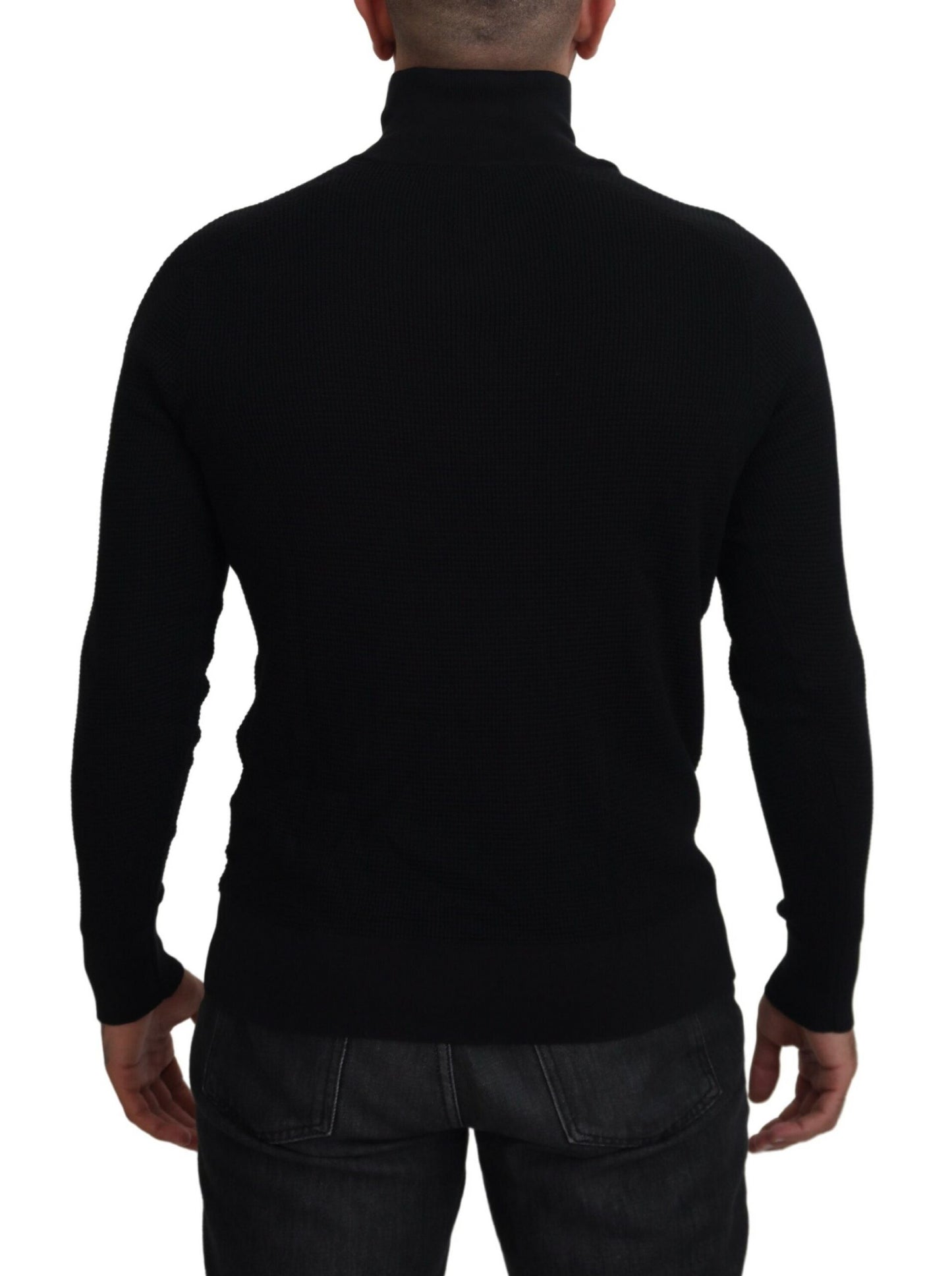 Dolce &amp; Gabbana – Schwarzer Rollkragenpullover aus Seide