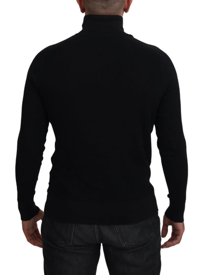 Dolce &amp; Gabbana – Schwarzer Rollkragenpullover aus Seide
