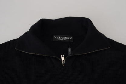 Dolce &amp; Gabbana – Schwarzer Rollkragenpullover aus Seide