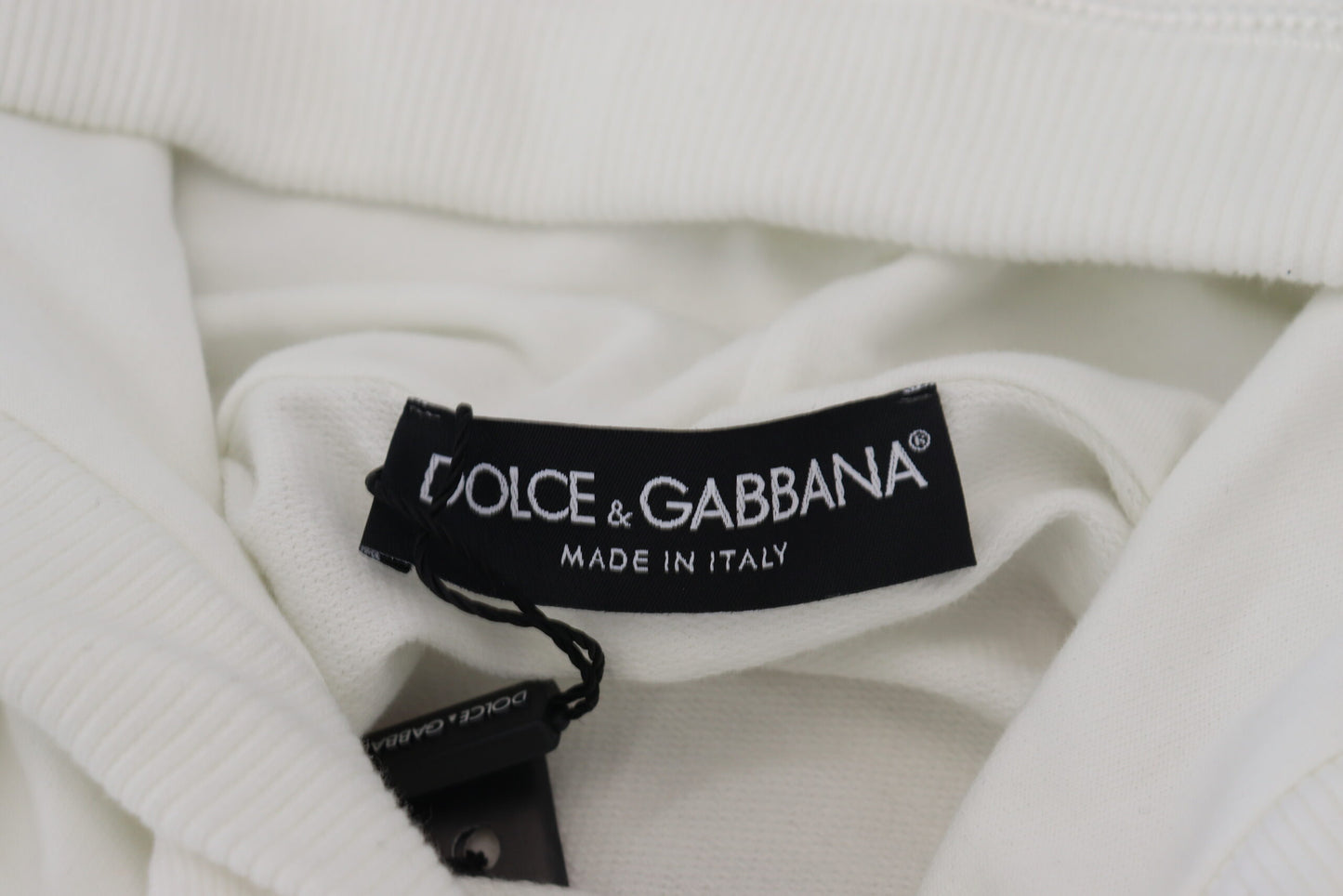 Dolce &amp; Gabbana Weißes Baumwoll-Kapuzensweatshirt mit Logo